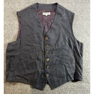 VTG Giorgio Armani Le Collezioni Men's Linen Dark Blue Vest Made in Italy EU 44